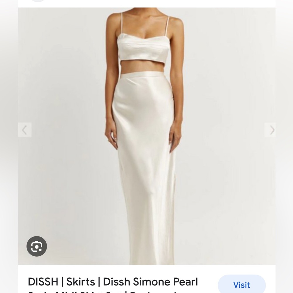 Dissh Simone Pearl satin midi skirt and top US SIZE 2